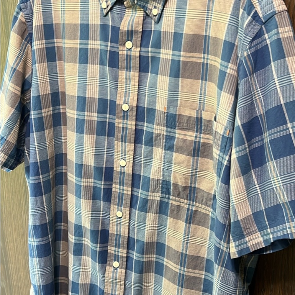 Nautica Men's Blue Plaid Button Down Polo Shirt, 100% Cotton, Like New, 2XL - Picture 2 of 9